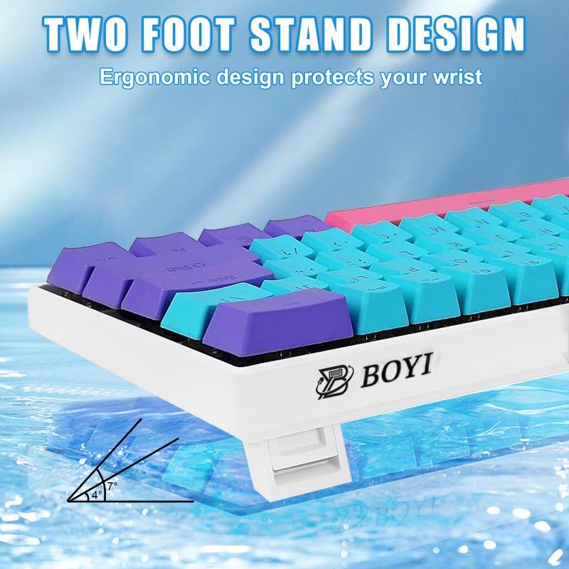 BOYI 60% Wired Mechanical Gaming Keyboard,61 Mini RGB Cherry MX Switch PBT Keycaps NKRO Programmable Type-C Hot Swappable Gaming Keyboard for Windows&Mac (Joker Color,Cherry MX Blue Switch) - Image 2